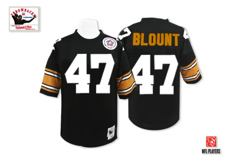 Men's Authentic Mel Blount Mitchell and Ness Jersey Black Home - #47 Throwback NFL Pittsburgh Steelers